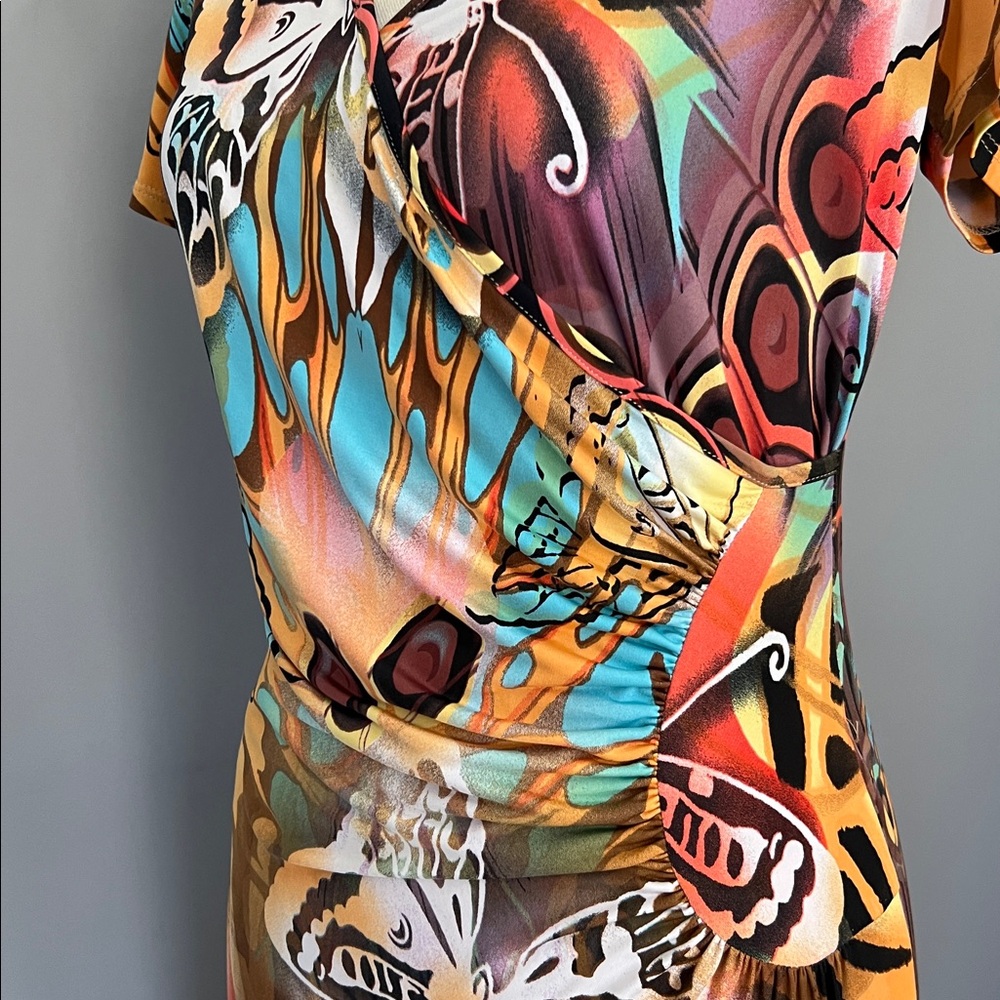 Frank Lyman Design Faux Wrap Butterfly Print  Dress - Picture 3 of 8